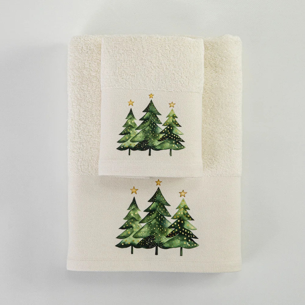 Πετσέτες Χριστουγεννιάτικες Σετ 2ΤΜΧ Fir Εκρού από την εταιρεία Borea Home Textiles