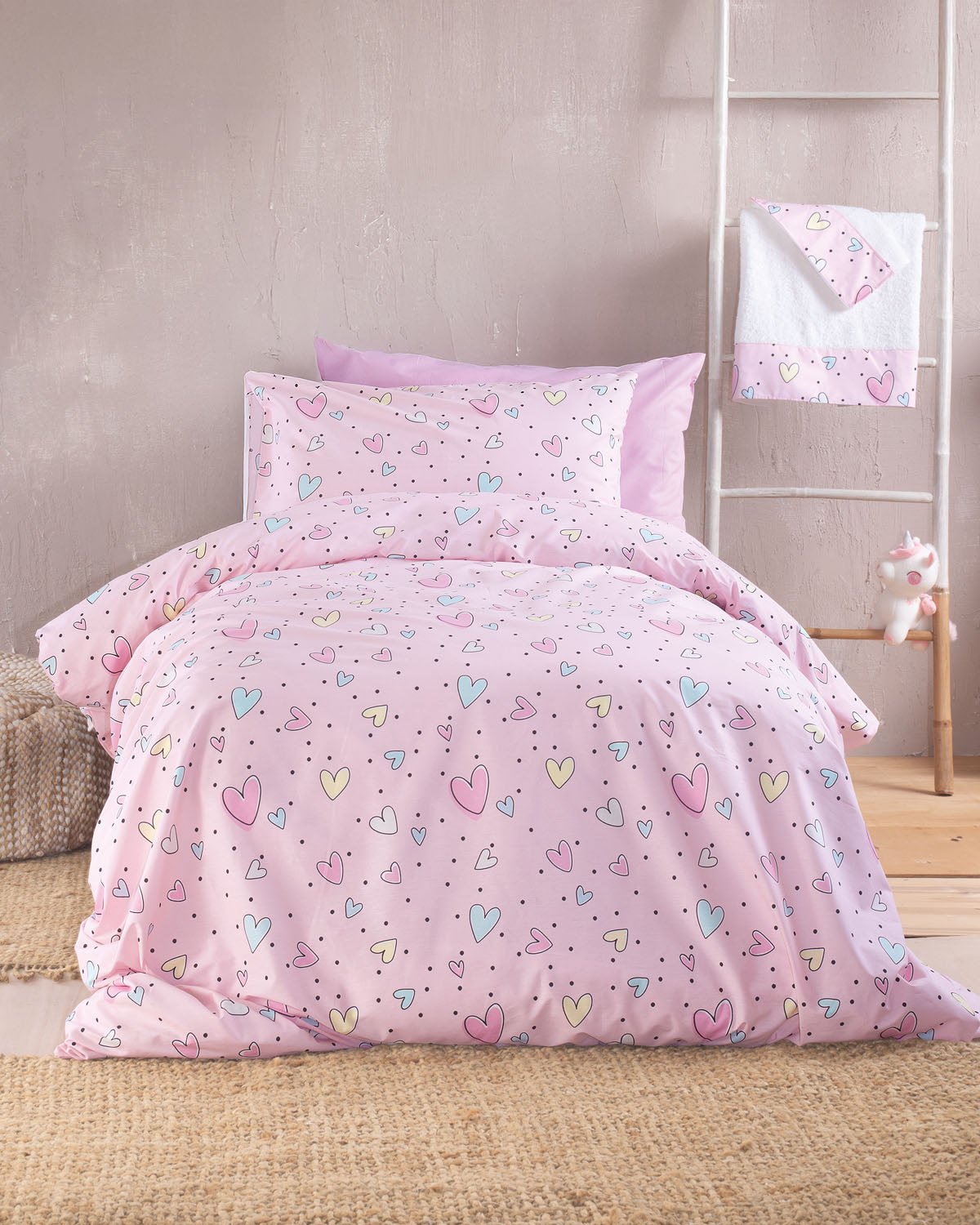 POP HEARTS - Σετ σεντόνια Symbol Υπέρδιπλο Με Λάστιχο 230 x 260, 165 x 205 + 25 από την εταιρεία Rythmos Home