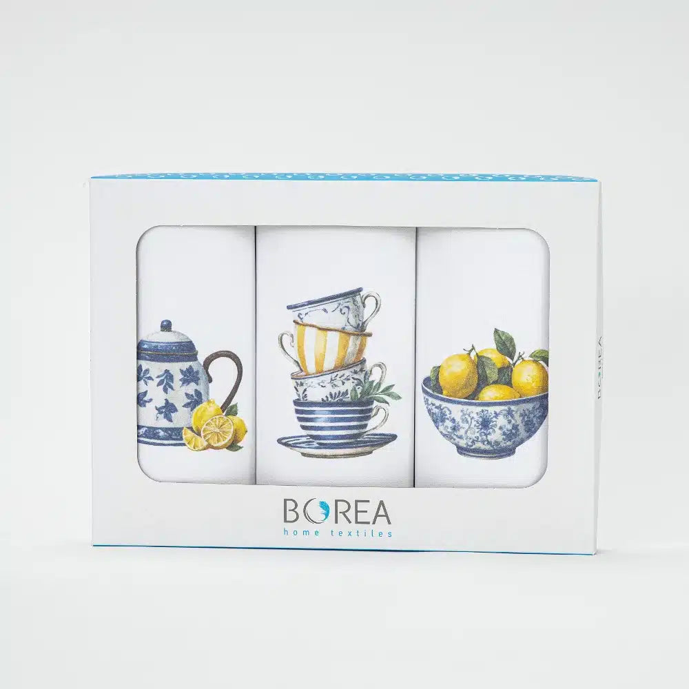 Ποτηρόπανα Κουζίνας Lemons Σετ 3ΤΜΧ από την εταιρεία Borea Home Textiles