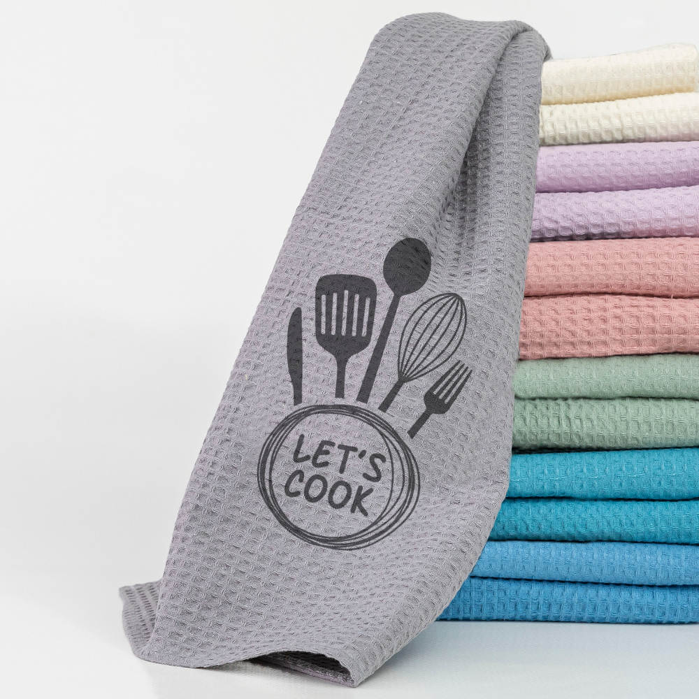 Ποτηρόπανα Κουζίνας Waffle Let's Cook από την εταιρεία Borea Home Textiles