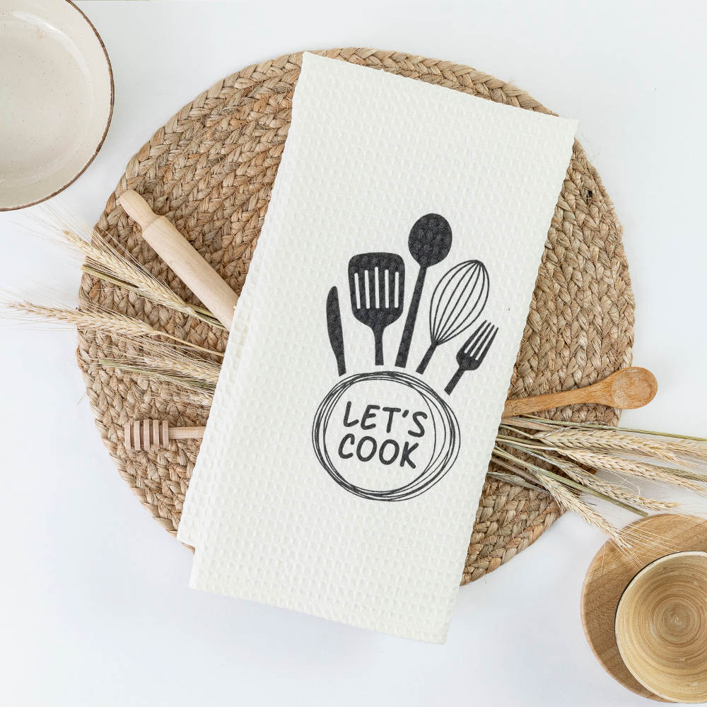 Ποτηρόπανα Κουζίνας Waffle Let's Cook από την εταιρεία Borea Home Textiles