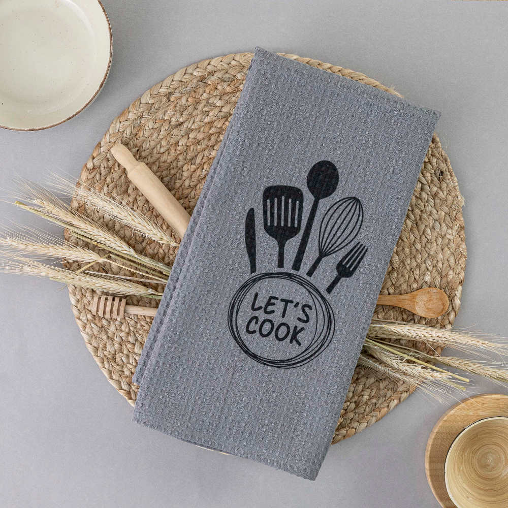 Ποτηρόπανα Κουζίνας Waffle Let's Cook από την εταιρεία Borea Home Textiles