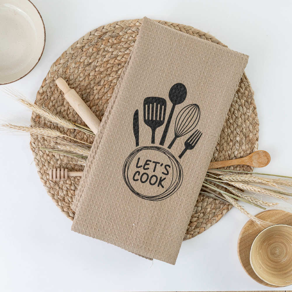 Ποτηρόπανα Κουζίνας Waffle Let's Cook από την εταιρεία Borea Home Textiles
