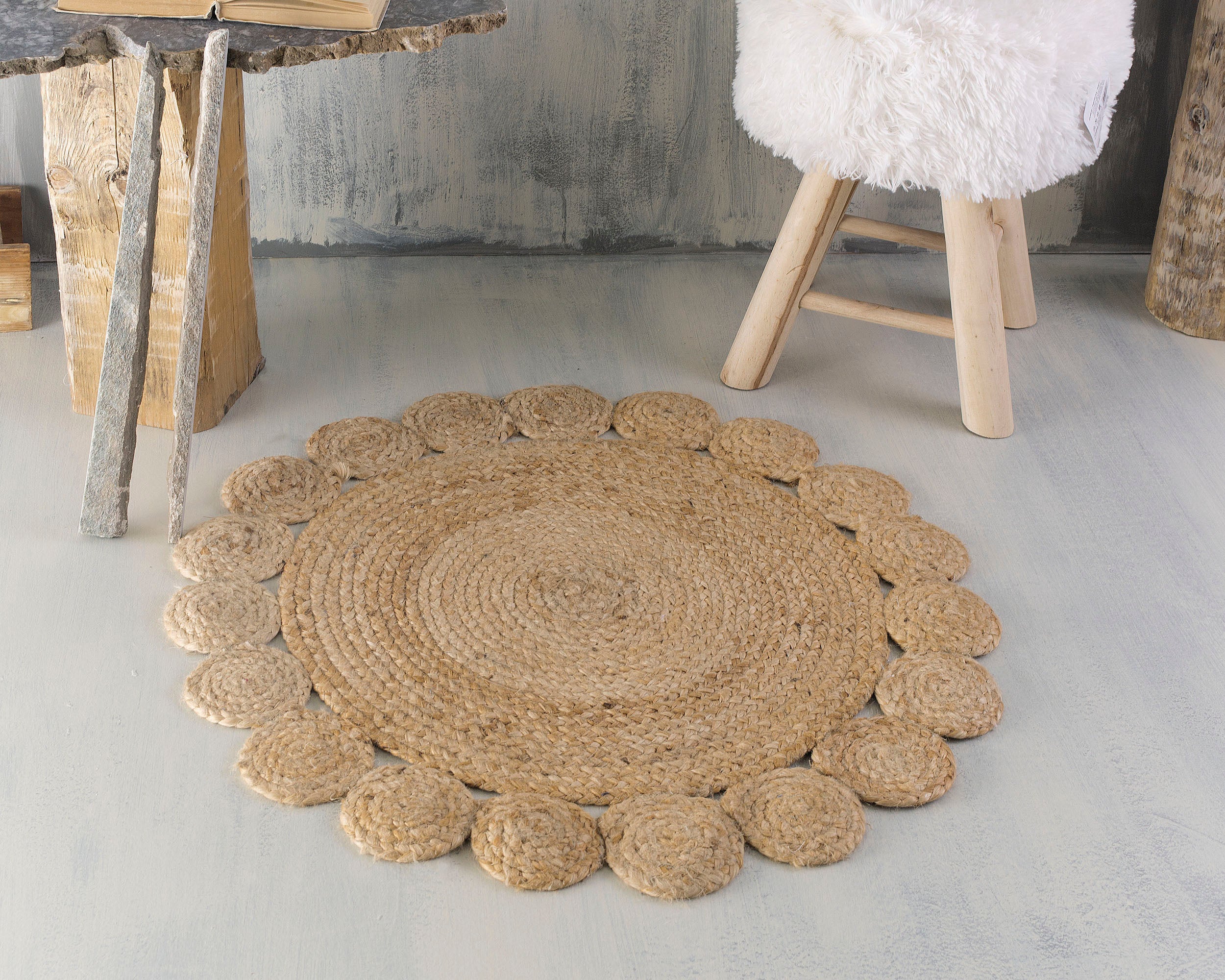 RATTAN FLOWER - Χαλάκι 120 cm Μπεζ 120 cm από την εταιρεία Rythmos Home