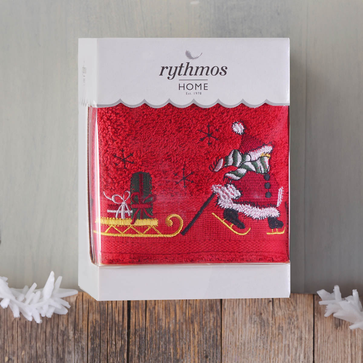 CHRISTMAS TERRY GIFT SET (4 ΧΙΟΝΑΝΘΡΩΠΟΣ) Προσώπου Κόκκινο 50 x 90 από την εταιρεία Rythmos Home