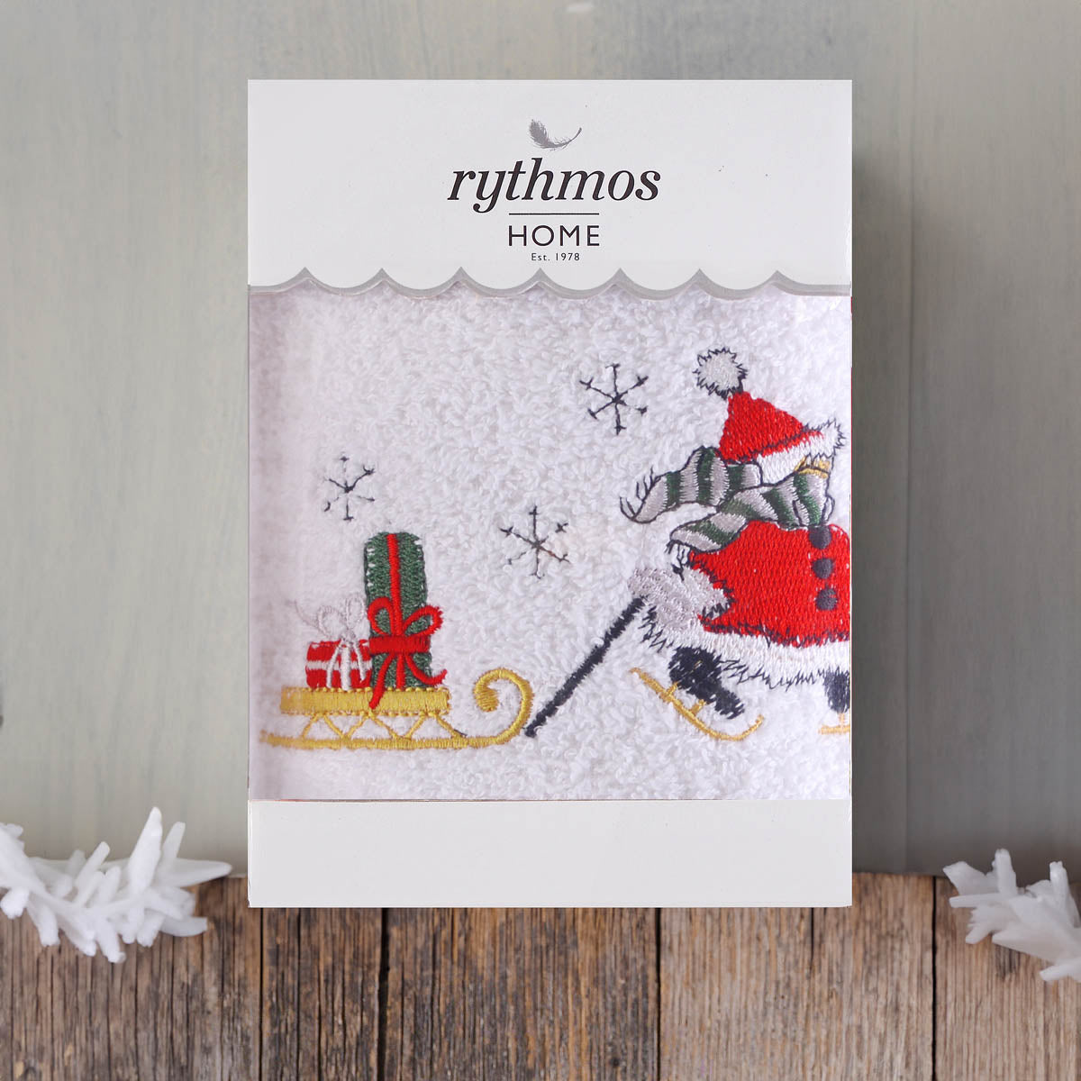 CHRISTMAS TERRY GIFT SET (4 ΧΙΟΝΑΝΘΡΩΠΟΣ) Προσώπου Λευκό 50 x 90 από την εταιρεία Rythmos Home