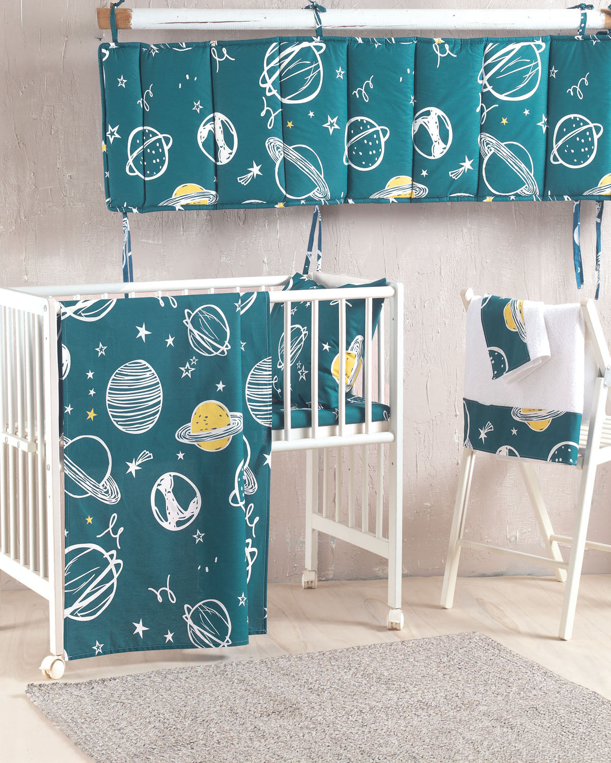 SATURN Πετρόλ - Σετ σεντόνια βρεφικά 3 τεμ. 120 x 160 Πετρολ 120 x 160 από την εταιρεία Rythmos Home