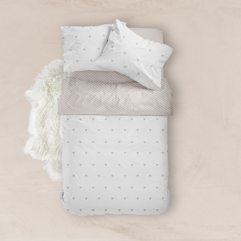 Σεντόνι Mix & Match Hearts Διπλό Μπεζ 220 x 240 cm ΔΙΠΛΟ από την εταιρεία Borea Home Textiles
