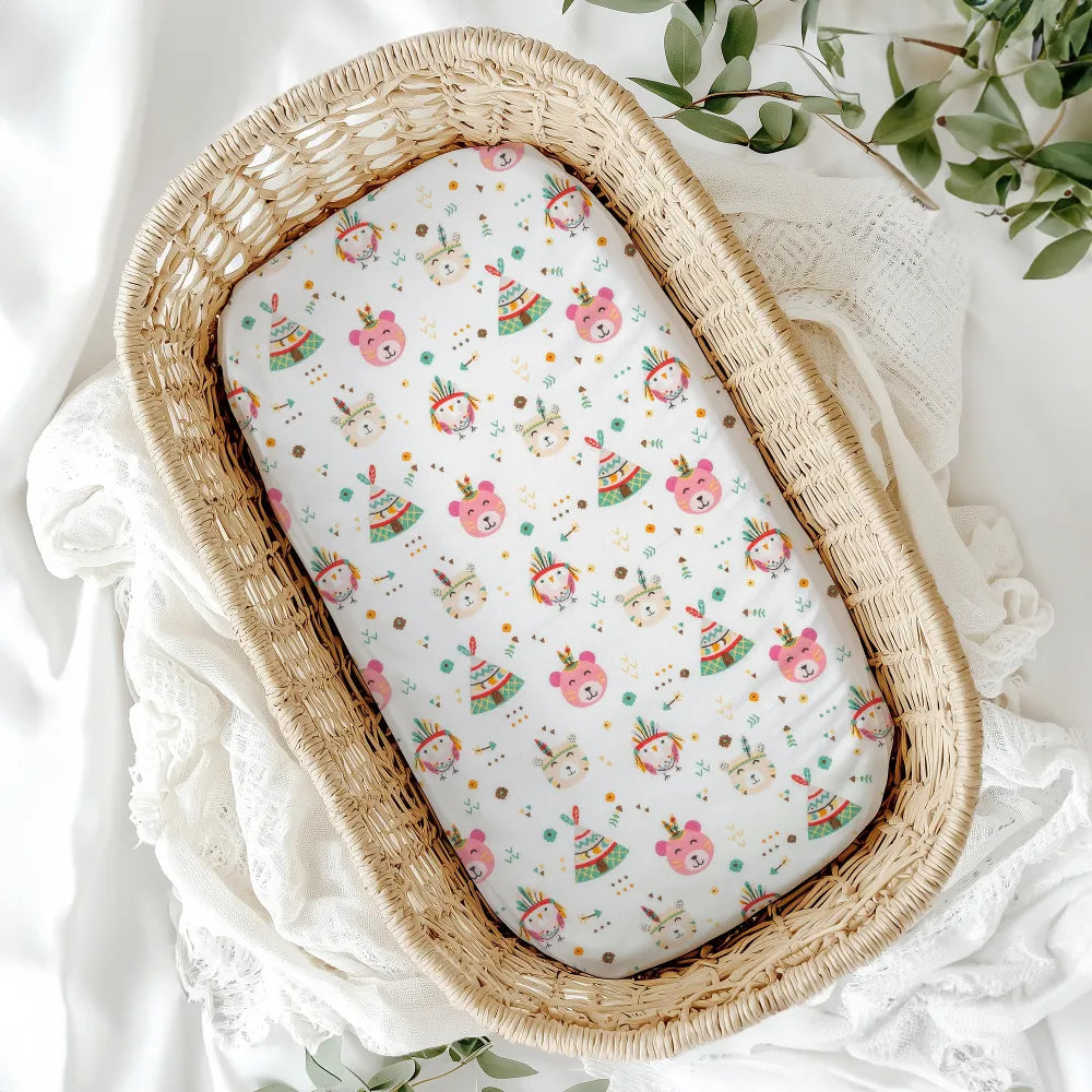 Σεντόνια Λίκνου Φανελένια Σετ Indian Bear από την εταιρεία Borea Home Textiles