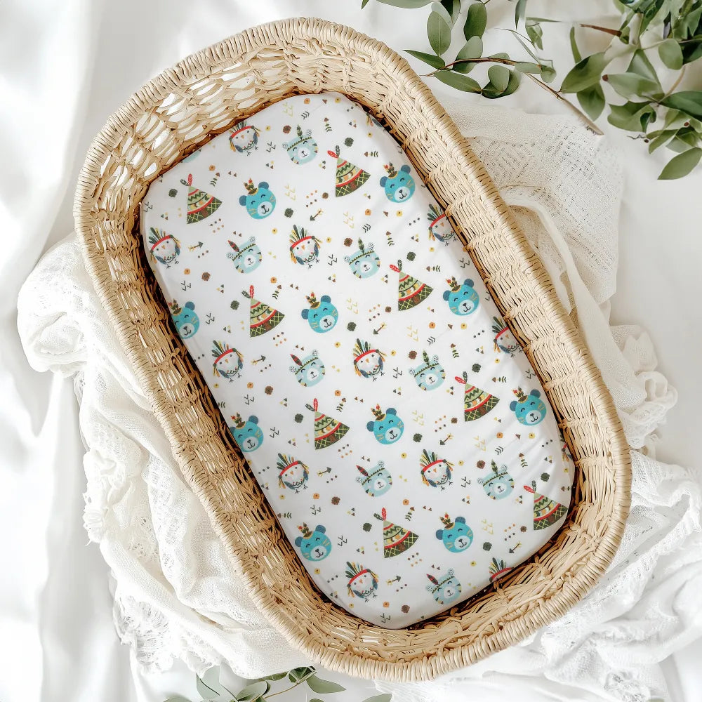 Σεντόνια Λίκνου Φανελένια Σετ Indian Bear από την εταιρεία Borea Home Textiles