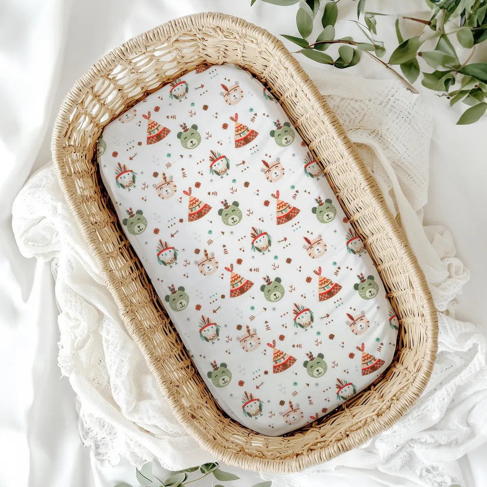 Σεντόνια Λίκνου Φανελένια Σετ Indian Bear από την εταιρεία Borea Home Textiles