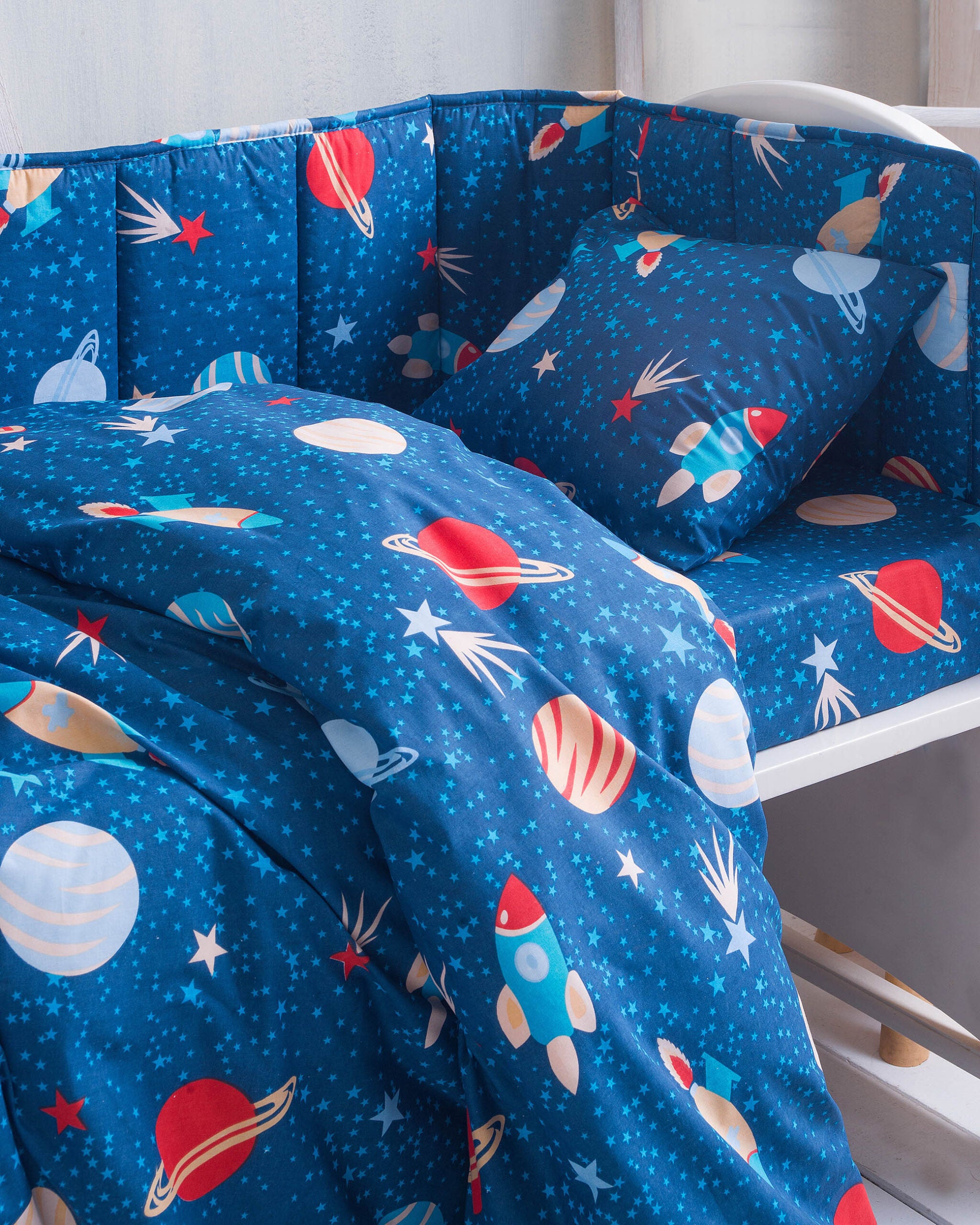 SPACE ODYSSEY - Σετ σεντόνια βρεφικά 3 τεμ. 120 x 160 Μπλε 120 x 160 από την εταιρεία Rythmos Home