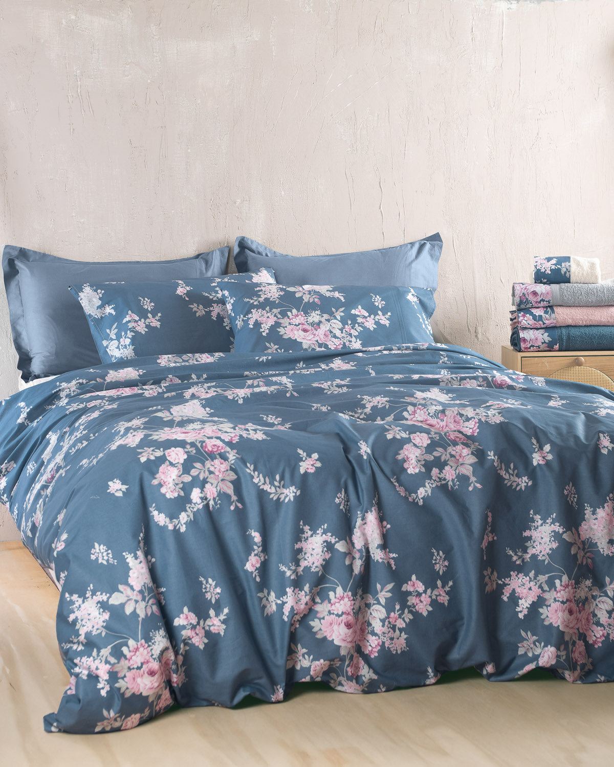 SPRINGTIME Μπλε Σκούρο - Σετ παπλωματοθήκη Nova από την εταιρεία Rythmos Home