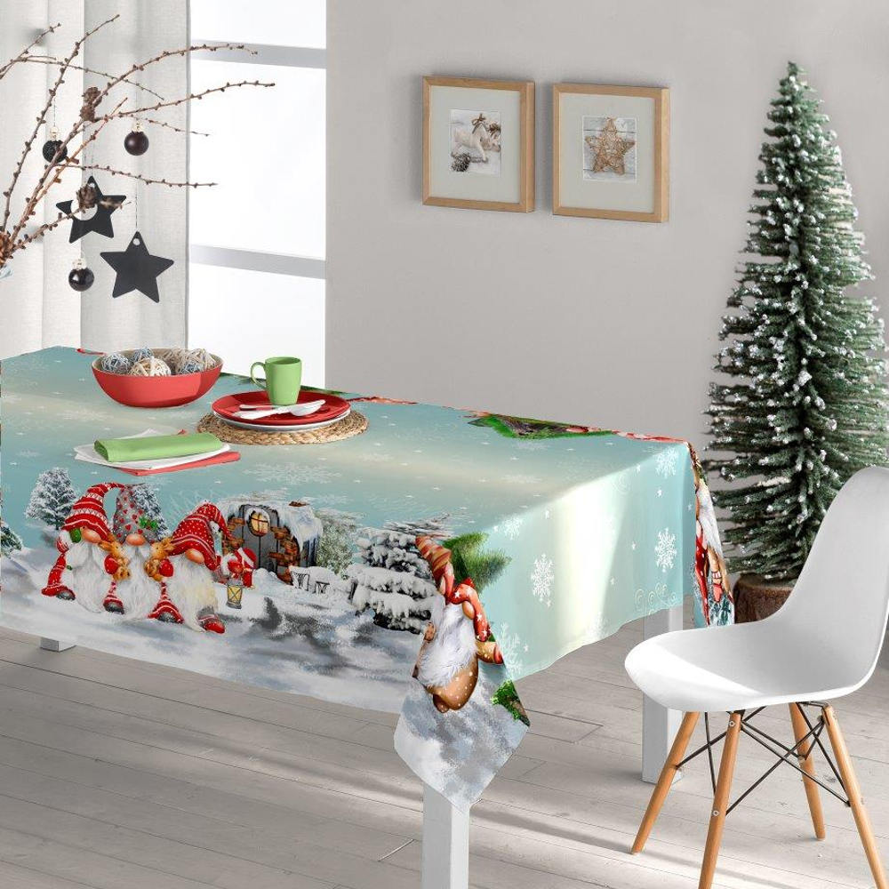 Τραπεζομάντηλο Χριστουγεννιάτικο Xmas Gnome Κόκκινο 140 X 140, 140 X 180, 140 X 220, 140 X 260 από την εταιρεία Borea Home Textiles