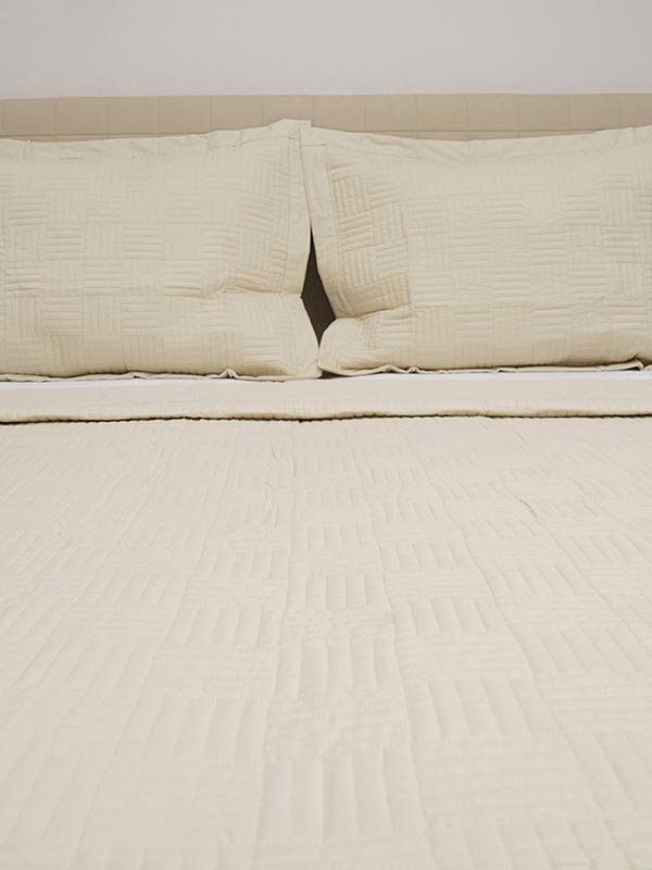 Κουβερλί Percale κεντητό Beige Υπέρδιπλο (220x240) από την εταιρεία Sunshine Home