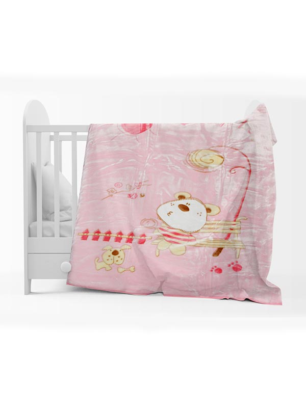 Κουβέρτα Βελουτέ Κούνιας 1000 Pink 110x140 από την εταιρεία Sunshine Home