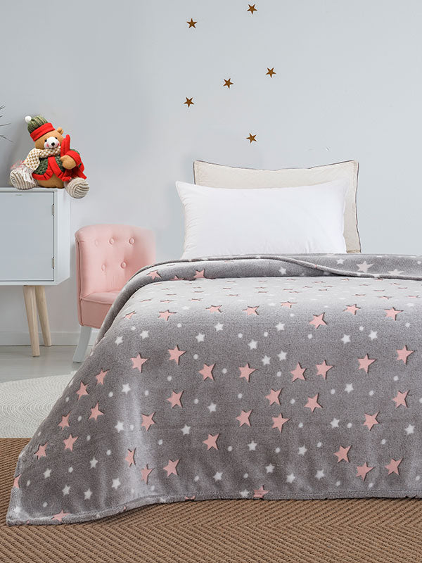 Κουβέρτα φωσφοριζέ μονή Stars Pink Μονή (160x220) από την εταιρεία Sunshine Home