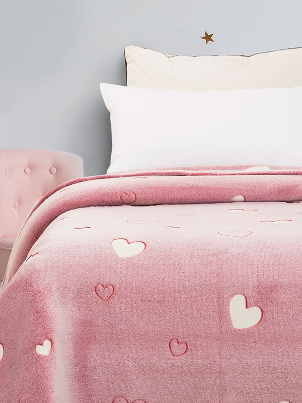 Κουβέρτα φωσφοριζέ αγκαλιας Hearts Pink 80x90 από την εταιρεία Sunshine Home