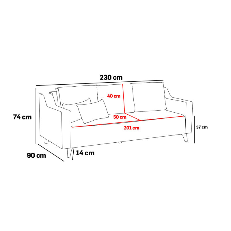 Καναπές-κρεβάτι PWF-0592 3θέσιος ύφασμα κρεμ 230x90x74εκ από την εταιρεία Pakoworld