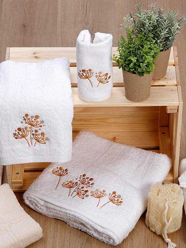 Σετ πετσέτες κεντητές 26 White από την εταιρεία Sunshine Home