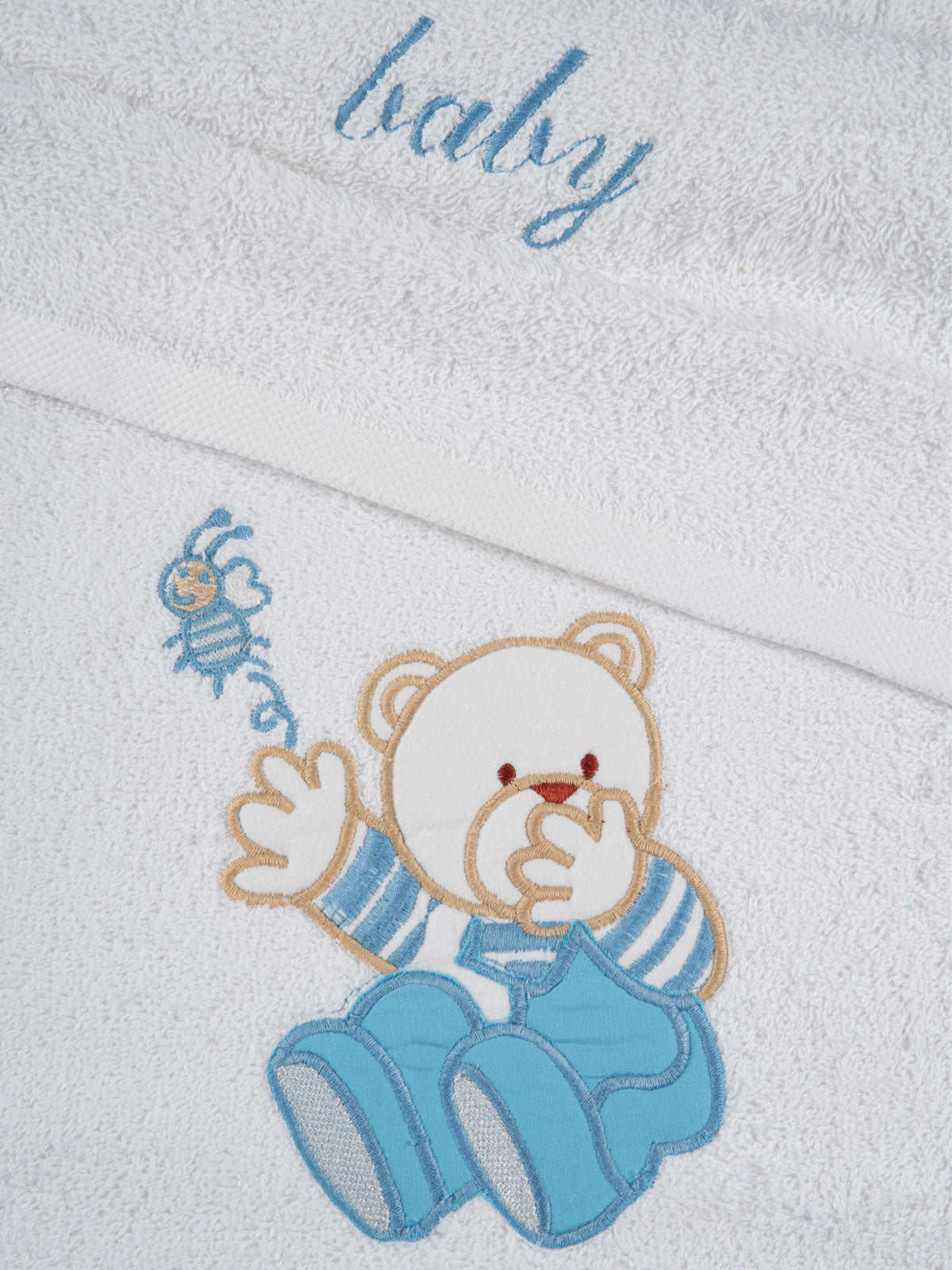 Σετ πετσέτες κεντητές Bear 04 White/Blue από την εταιρεία Sunshine Home