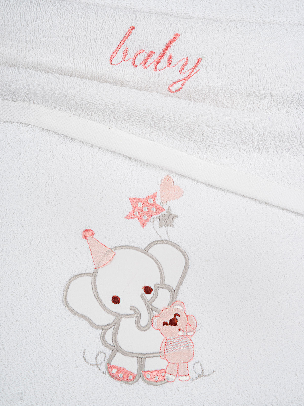 Σετ πετσέτες κεντητές Elephant 03 White/Pink από την εταιρεία Sunshine Home