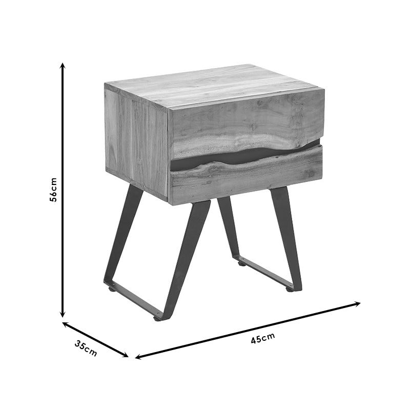 Κομοδίνο Imena μασίφ ξύλο 4εκ φυσικό-μαύρο 45x35x56εκ από την εταιρεία Pakoworld