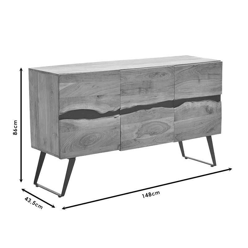 Μπουφές Imena μασίφ ξύλο 4εκ φυσικό-μαύρο 148x43.5x86εκ από την εταιρεία Pakoworld