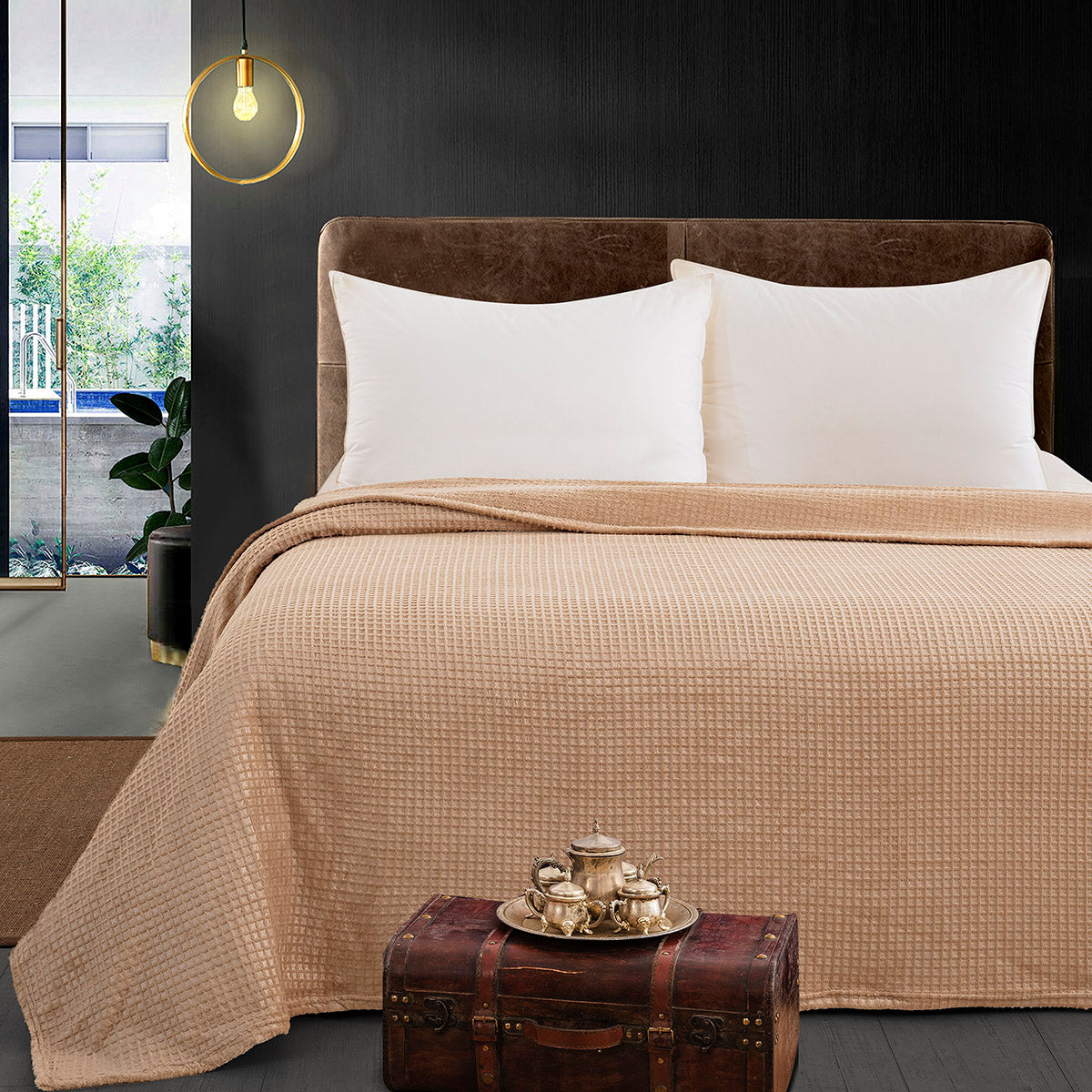 Κουβέρτα μονόχρωμη υπέρδιπλη Fleece Art 11550 220x240 Μπεζ από την εταιρεία Beauty Home
