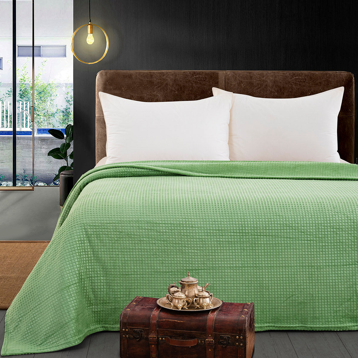 Κουβέρτα μονόχρωμη υπέρδιπλη Fleece Art 11552 220x240 Πράσινο από την εταιρεία Beauty Home