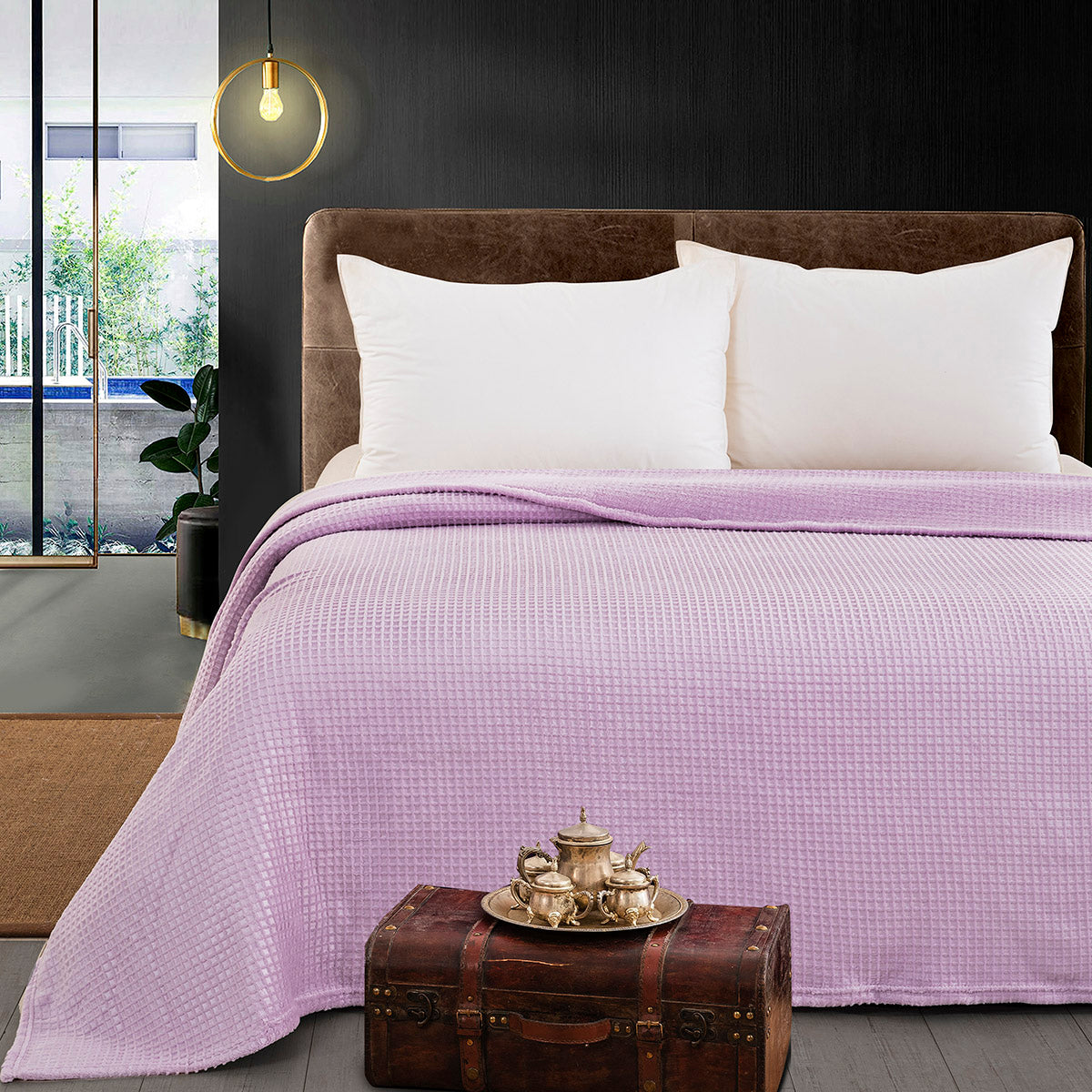 Κουβέρτα μονόχρωμη υπέρδιπλη Fleece Art 11553 220x240 Λιλά από την εταιρεία Beauty Home