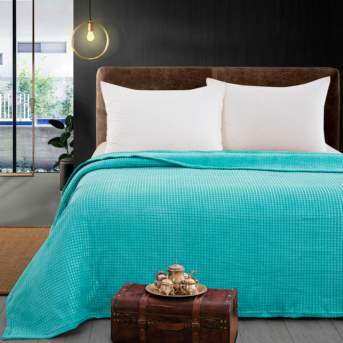 Κουβέρτα μονόχρωμη υπέρδιπλη Fleece Art 11554 220x240 Τυρκουαζ από την εταιρεία Beauty Home