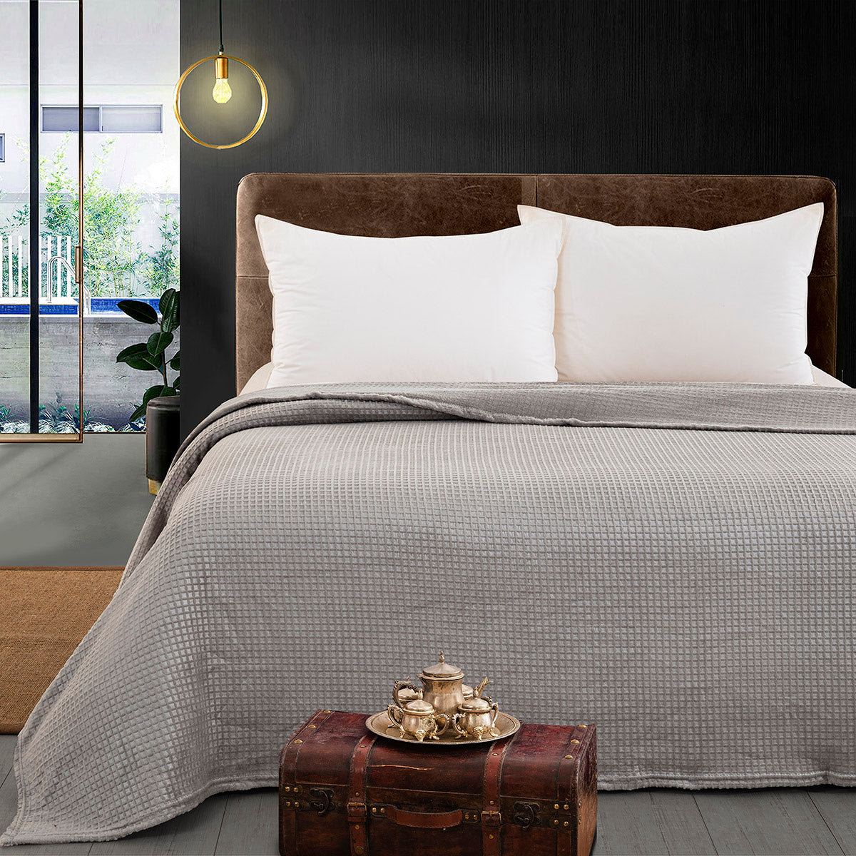 Κουβέρτα μονόχρωμη υπέρδιπλη Fleece Art 11555 220x240 Γκρι από την εταιρεία Beauty Home