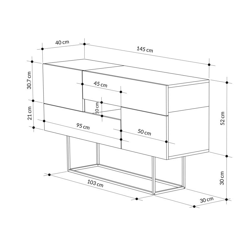 Μπουφές Roberta γκρι antique-λευκό μαρμάρου 145x40x82εκ από την εταιρεία Pakoworld