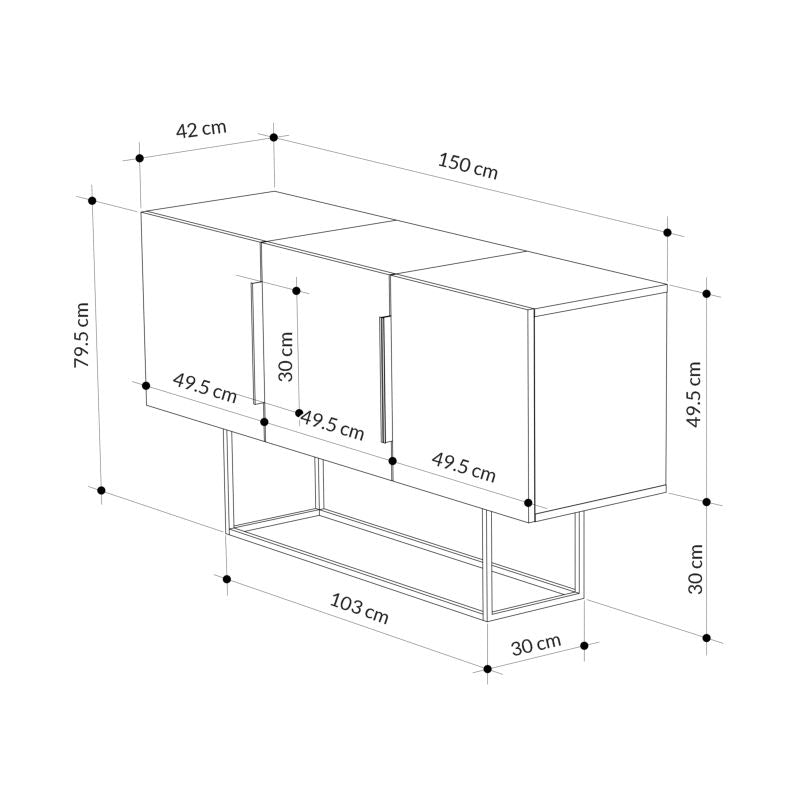 Μπουφές Estella φυσικό-καρυδί 150x42x79.5εκ από την εταιρεία Pakoworld