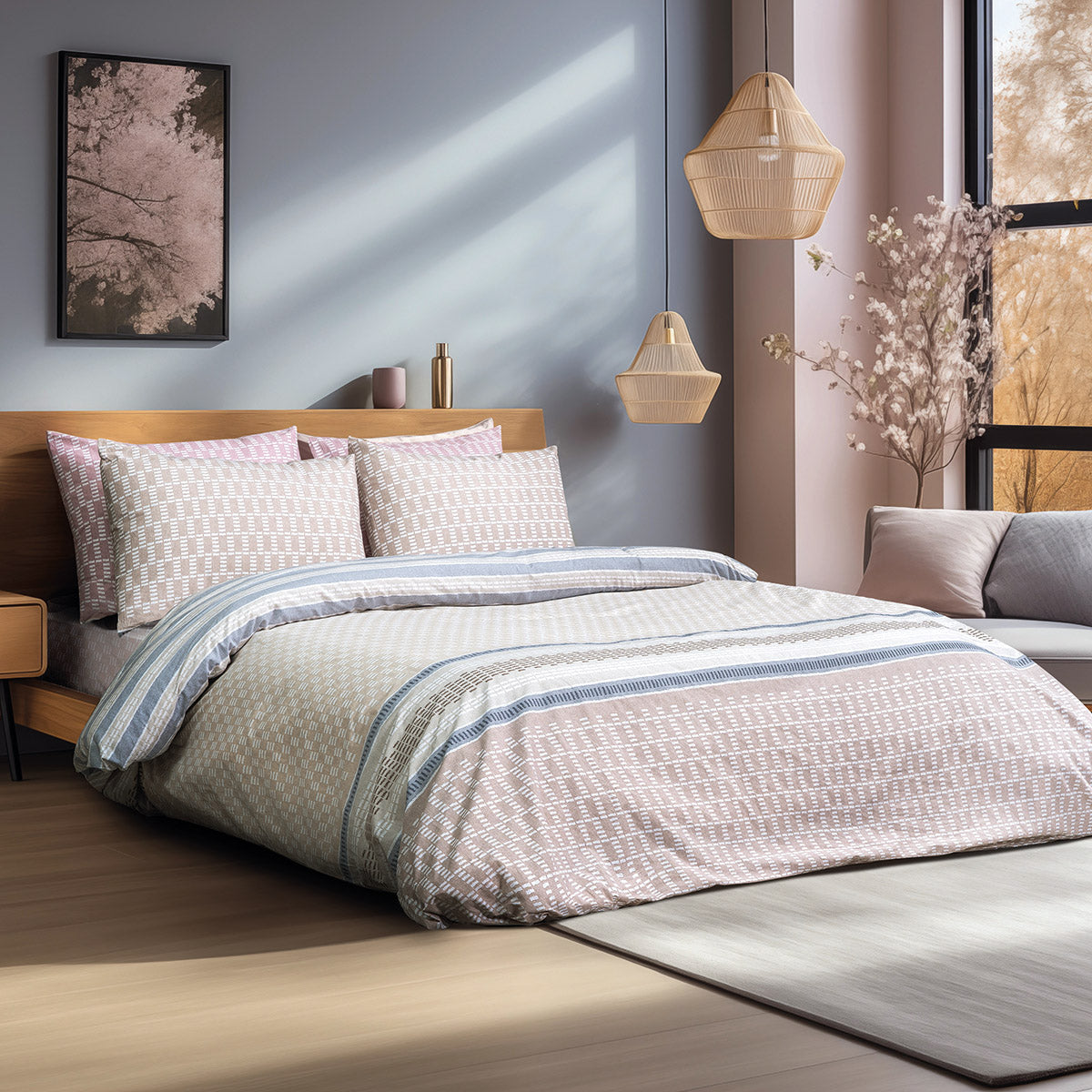 Σετ παπλωματοθήκη υπέρδιπλη Bermudas Art 12185 230x250 Μπεζ από την εταιρεία Beauty Home