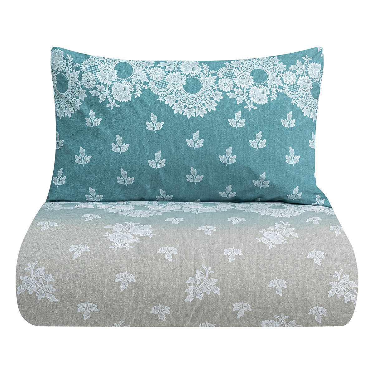 Σετ παπλωματοθήκη υπέρδιπλη Palm Art 12186 230x250 Πετρόλ,Μπεζ από την εταιρεία Beauty Home