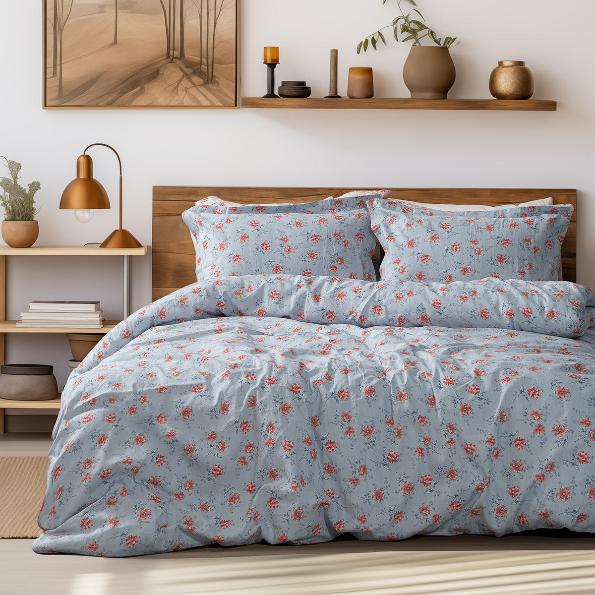 Σετ πάπλωμα υπέρδιπλο Art 12219 Ivy 100% Βαμβακοσατέν 300tc 220x240 Γκρι από την εταιρεία Beauty Home