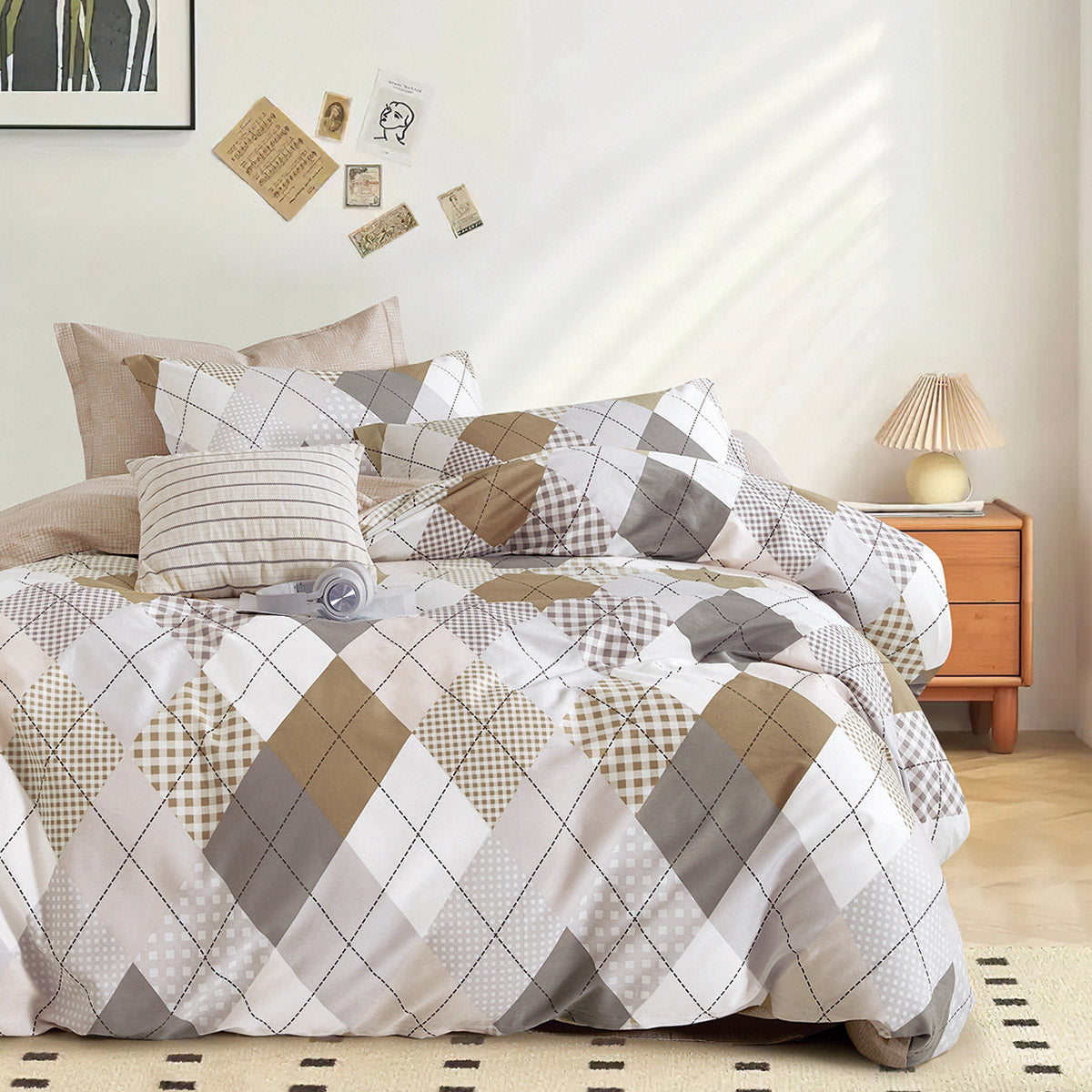 Σετ παπλωματοθήκη υπέρδιπλη Art 12276 Anna 230x250 Γκρι,Μπεζ από την εταιρεία Beauty Home