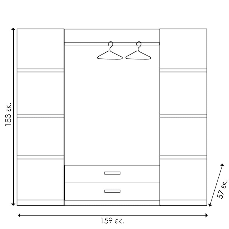 Ντουλάπα ρούχων τετράφυλλη OLYMPUS χρώμα wenge 159x57x183εκ από την εταιρεία Pakoworld