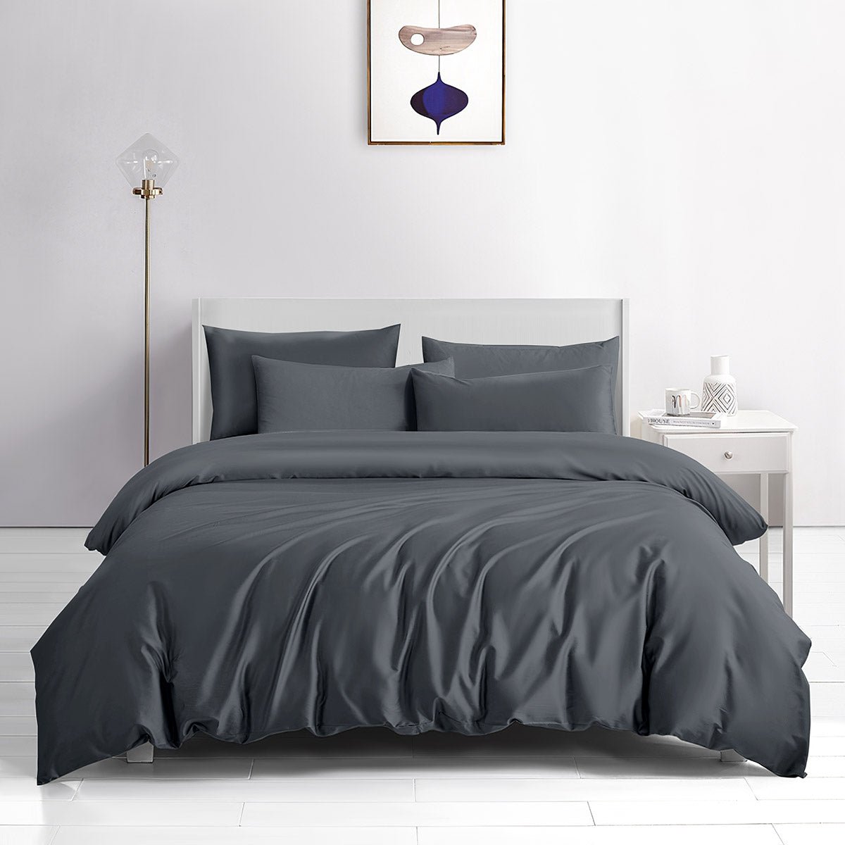 Σετ παπλωματοθήκη υπέρδιπλη Bamboo 300tc Art 12350 Midnight Charm 240x260 Ανθρακί από την εταιρεία Beauty Home
