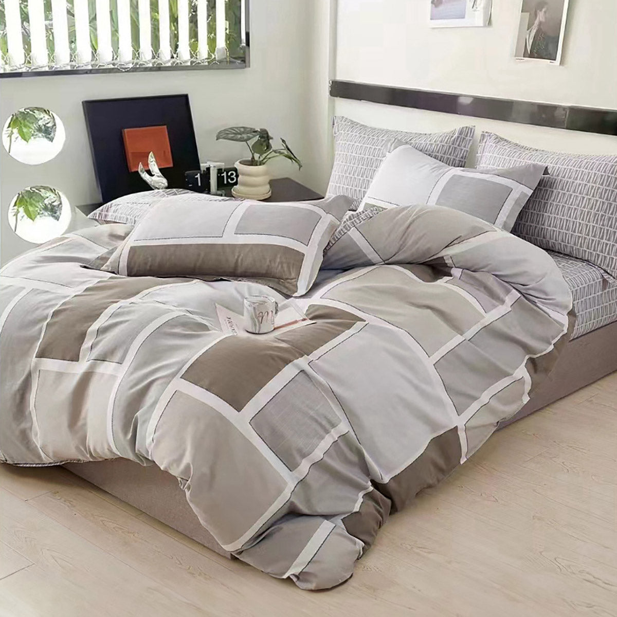 Σετ παπλωματοθήκη υπέρδιπλη Art 12601 Luigi 230x250 Γκρι,Μπεζ από την εταιρεία Beauty Home