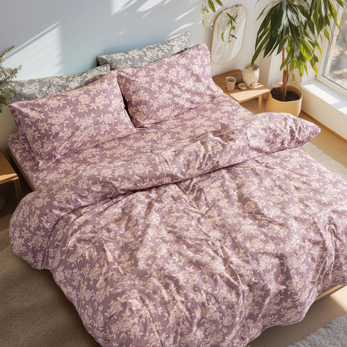 Σετ σεντόνια φανελένια King Size με λάστιχο Muscat Art 12635 185x200+32 Σάπιο Μήλο από την εταιρεία Beauty Home