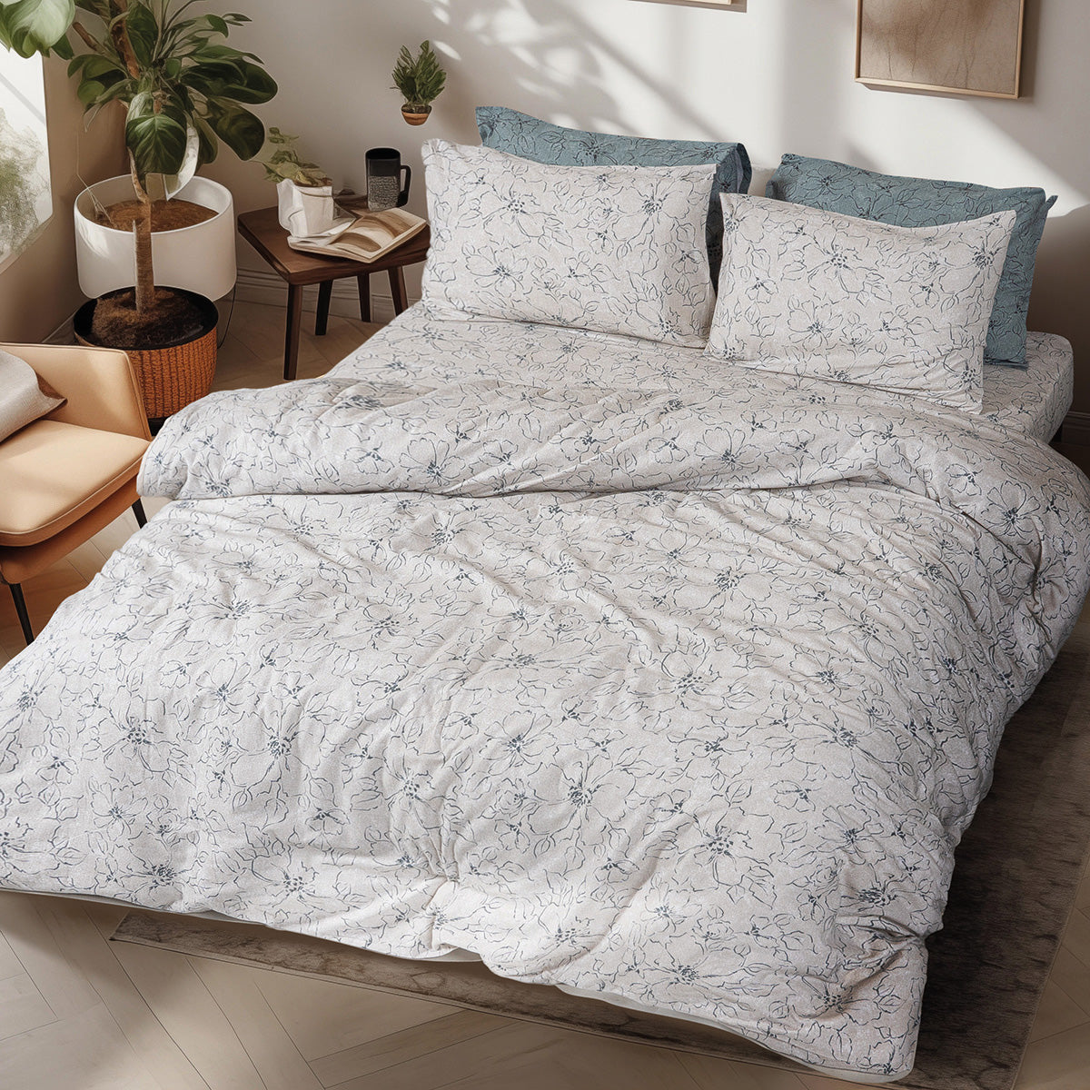 Σετ σεντόνια φανελένια King Size με λάστιχο Cinsault Art 12637 185x200+32 Μπεζ από την εταιρεία Beauty Home