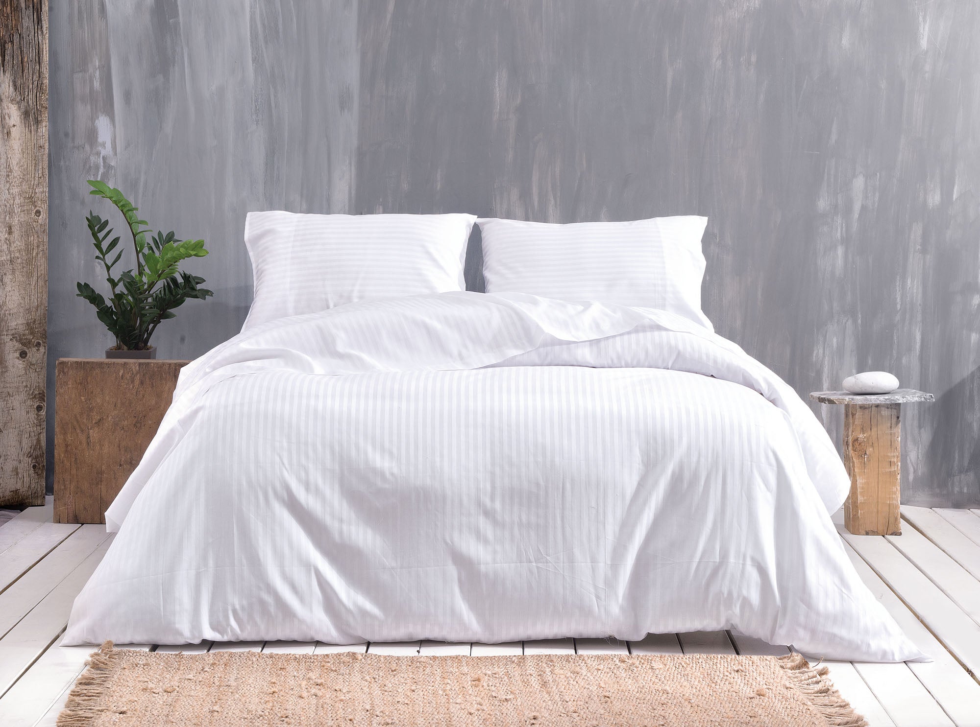 SATIN STRIPES - ΣΕΝΤΟΝΙ Λευκό 240Χ280 Λευκό 240Χ280 από την εταιρεία Rythmos Home