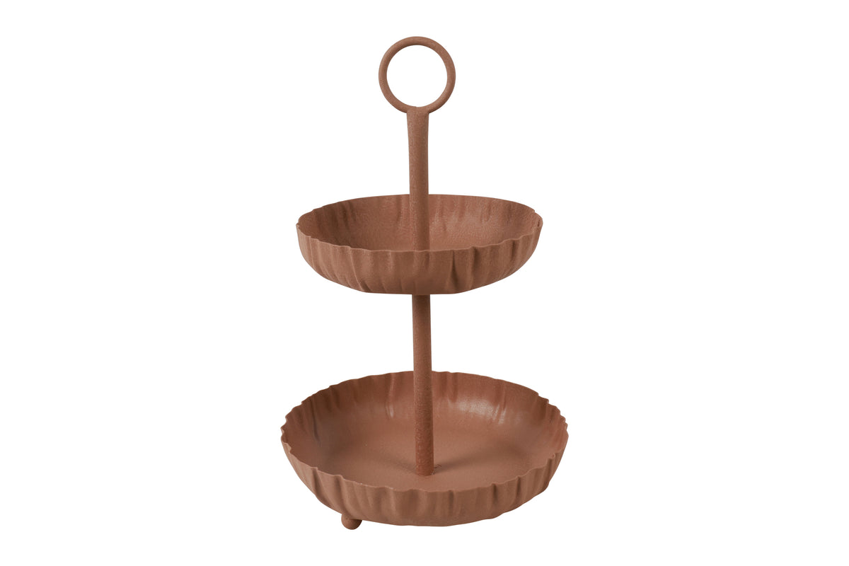 Δίσκος 2όροφος μεταλλικός terracotta 25x40cm