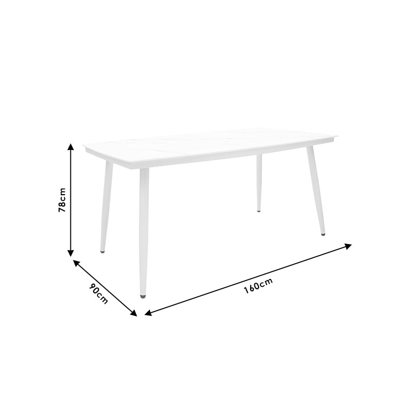 Τραπέζι Zeren μέταλλο λευκό-γυαλί 160x90x78εκ από την εταιρεία Pakoworld