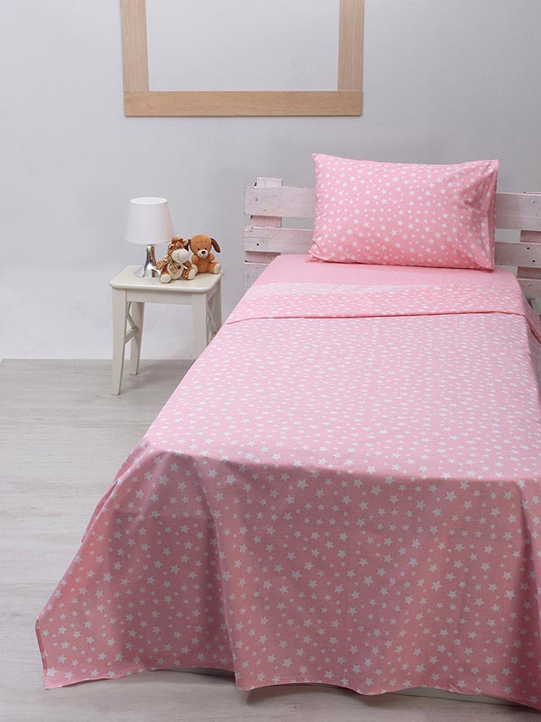 Σετ Σεντόνια cotton feelings 22 Pink Μονό με λάστιχο(105x205+30) από την εταιρεία Sunshine Home