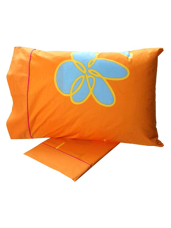 Σετ Σεντόνια Cotton Feelings εμπριμέ 129 Orange Μονό (160x260) από την εταιρεία Sunshine Home