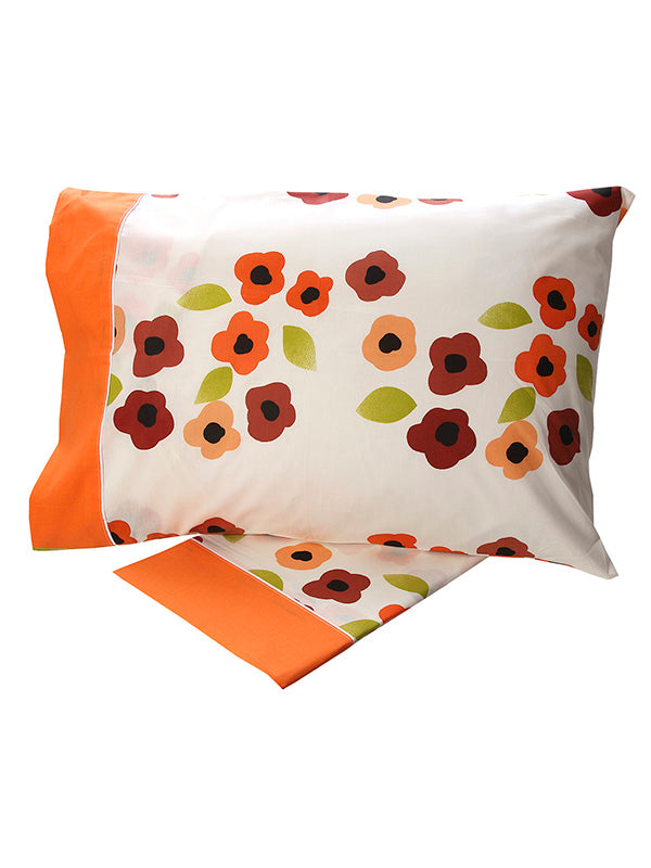 Σετ Σεντόνια Cotton Feelings εμπριμέ 529 Orange Μονό (160x260) από την εταιρεία Sunshine Home